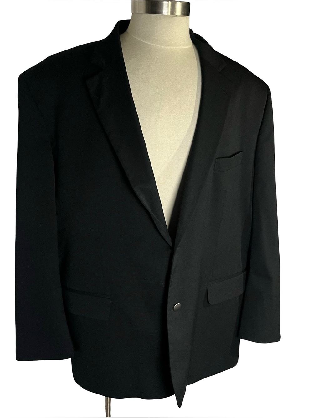 GS Perfect Fit Black Wool Blend Stretch 2 Button Suit Jacket Sports Coat Sz 52R